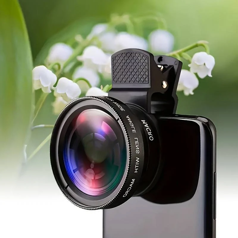 2-in-1 Smartphone Camera Lens Kit - ABS Wide Angle & Macro, PVC Material, Compatible with Most Smartphones, Includes 2 Lens Attachments for Enhanced Photography Experience