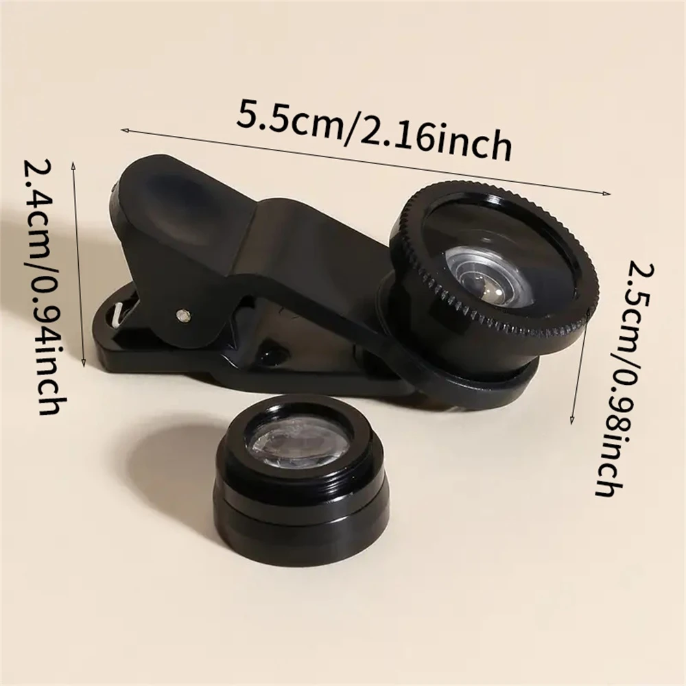 3in1 Universal Clip-On Mobile Phone Lens Set - Universal Mobile Phone Wide-Angle, Microscope, Fisheye Lens