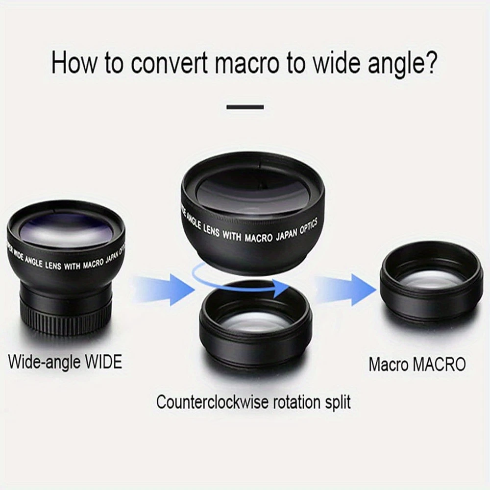 0.45X High Definition Wide-Angle Macro Two-in-One Mobile Phone Lens - Super Wide Angle, Live Streaming, Universal Mobile Camera Accessory,  No Battery Needed