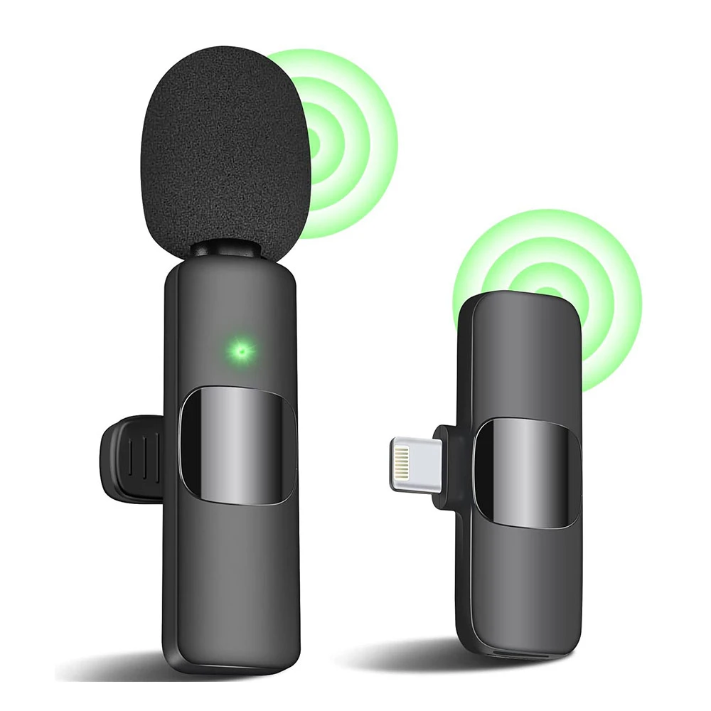 Professional Wireless Lavalier Microphone, 1pcs mini Wireless Clip-on Microphone for Smartphones, Laptops, for Recording Videos, Live Streaming, Interviews and Video Blogging