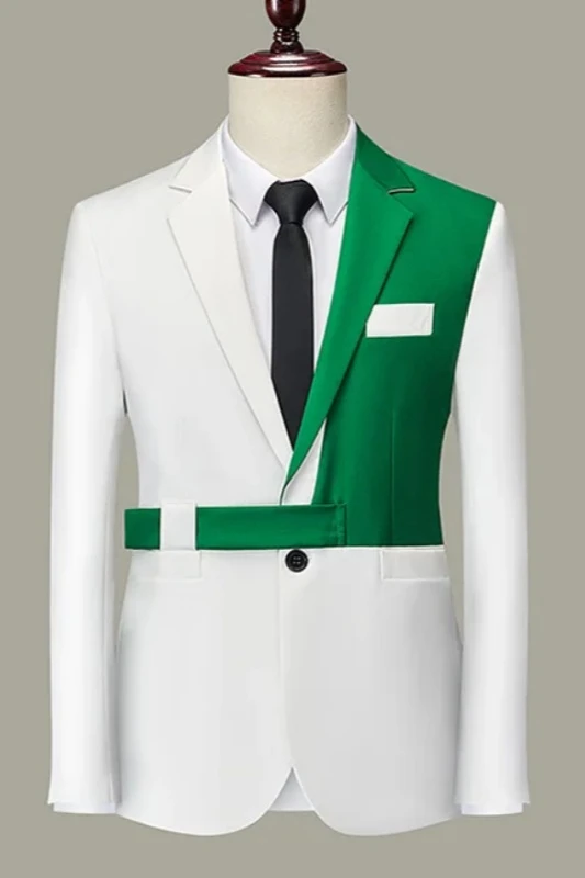 Charles Fashion White And Green Notched Lapel Best Fitted Prom Men Suits