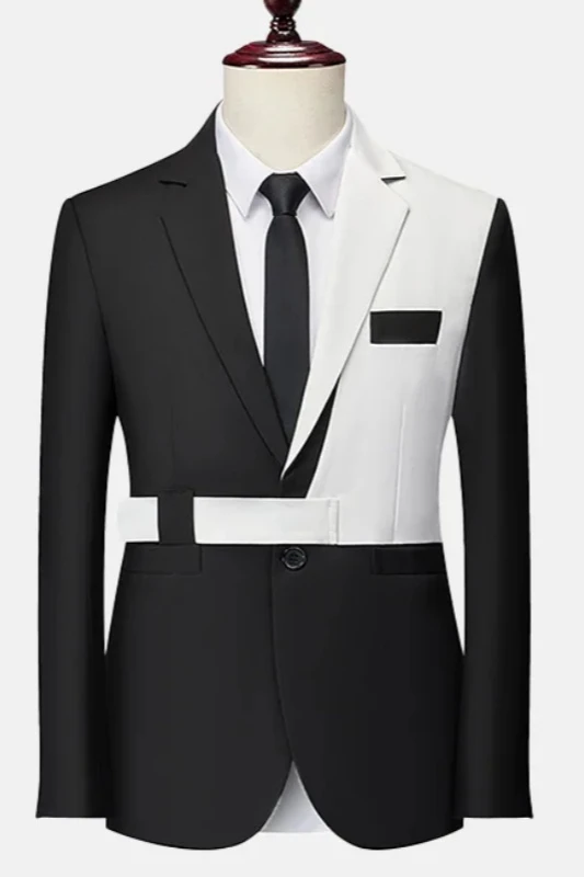 Don Fashion Black And White Notched Lapel Best Fitted Prom Men Suits