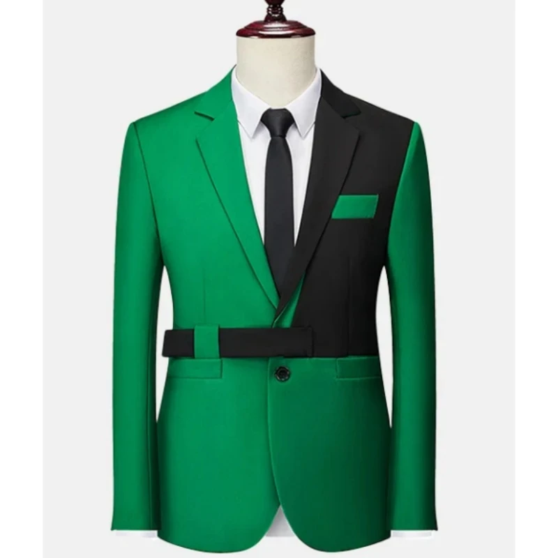 Beacher Fashion Green And Black Notched Lapel Best Fitted Prom Men Suits