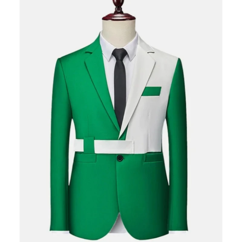 Alfred Fashion Green And White Notched Lapel Best Fitted Prom Men Suits