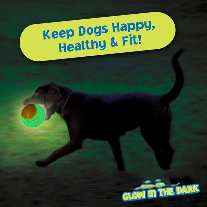 Borthalcy Bounce Dog Ball in The Dark - Interactive Glow in The Dark Dog Toy, The Ball Sound Keeps Dogs Busy and Entertained for Self Play