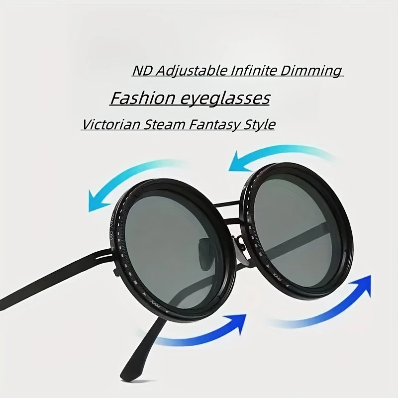 Retro Fashion Glasses with Aluminum-Magnesium Alloy Frame - Protection, Full-Rim Round Design, Includes Case - Ideal for Christmas, Halloween, Valentine'S Day & Mardi Gras Parties