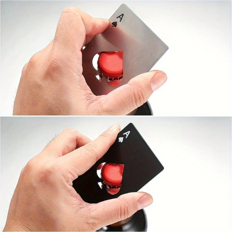 5pcs, Metal Opener, Poker Card Bottle Opener, Groomsmen Ace Of Spades Bottle Opener, Stainless Steel Beer Bottle Opener for Your Wallet And Pocket, Room Decor, Accessories, Party Supplies, Novelty Item, Compact Size, Highquality Metal, Sturdy Opener