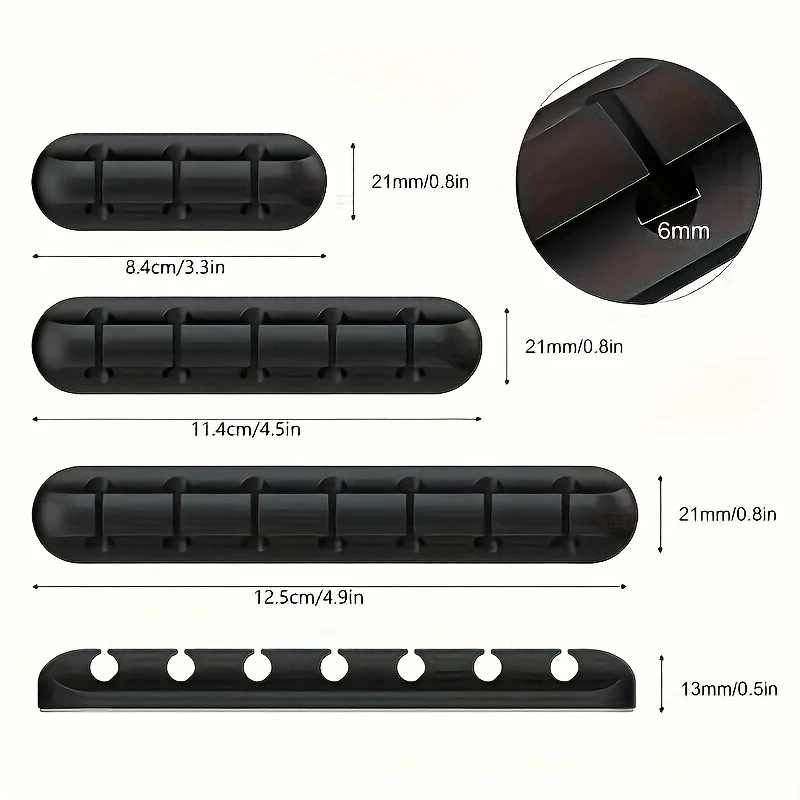 Durable PE Cable Management Clips - 5/7 Slot Desktop, Car, and Home Office Organizer - White Cord Holder for Various Cables, Cable Clips
