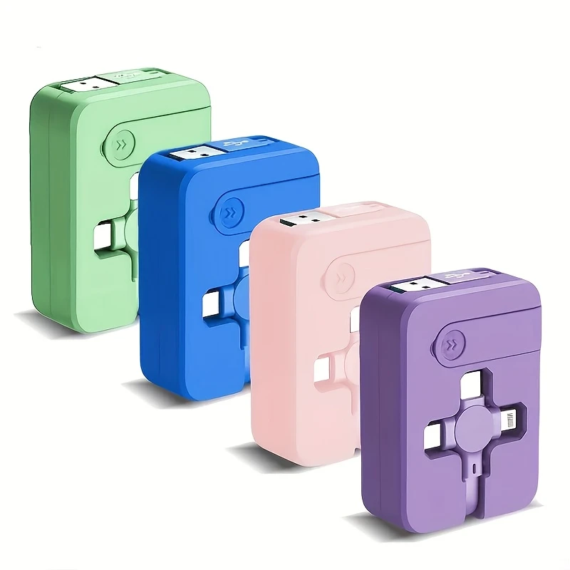 1pc/2pcs3-in-1 Retractable Charger Cable, iPhone Android Type C Fast Charge, Auto-Rewind USB Cord for iPhone 15/14/13 Pro Max, Samsung, iPad, Durable Travel Cable