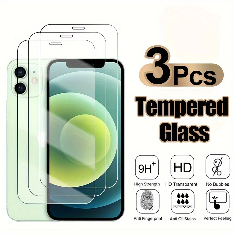 3pcs HD Full Cover Screen Protector For iPhone 17 16 15 Pro Max 17 Air 16e 14 13 12 11 Pro Max 14 15 16 Plus Tempered Glass For iPhone 11 12 13 14 15 16 17 16e Protection Glass