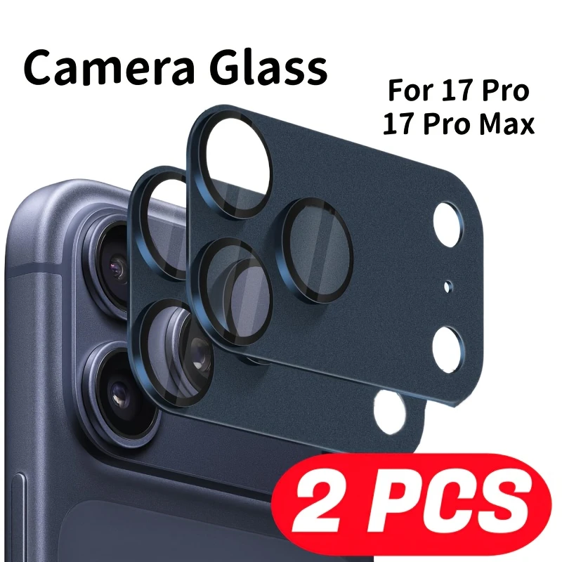 2pcs for iPhone 17 Pro/17 Pro Max Camera Lens Protector - Heavy-Duty Metal Ring with Anti-Scratch Tempered Glass, Scratch-Resistant, Easy Installation, Case-friendly Design, Phone Protection, Sleek Phone Accessory, Durable Phone Accessory