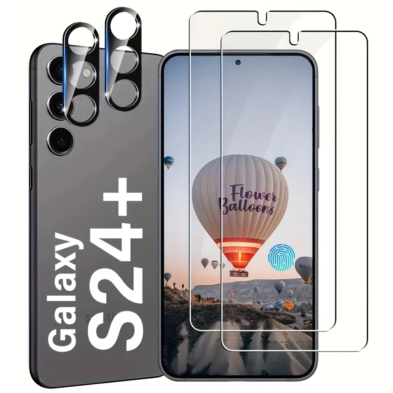 4in 1 for Samsung Galaxy S24/S24 Plus/S24 Ultra, with 2pcs Tempered Glass Screen Protectors + 2pcs 3D Camera Lens Protectors