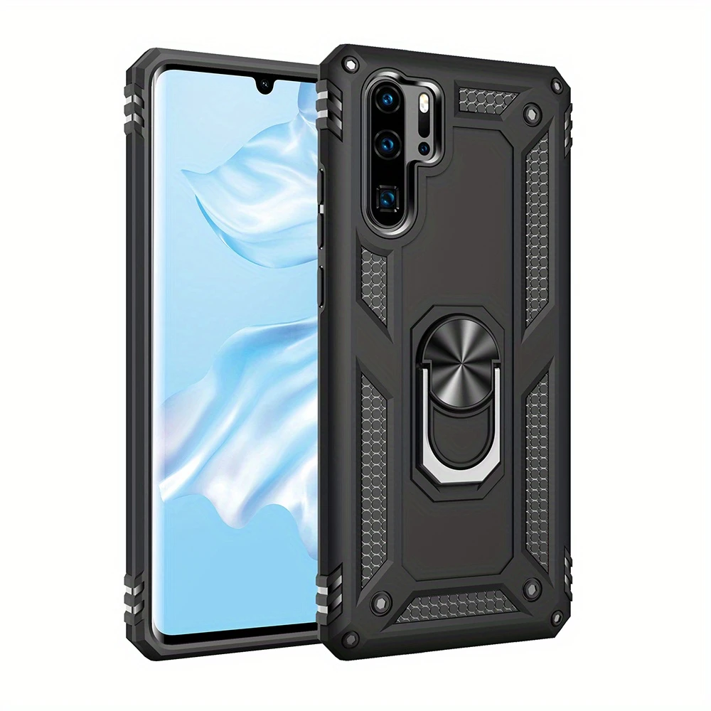 Phone Case Compatible with HUAWEI P30, P30 Lite, P30 Pro - TPU Case + PC Inner Shell - Ring Holder & Shockproof Anti-Drop Phone Case
