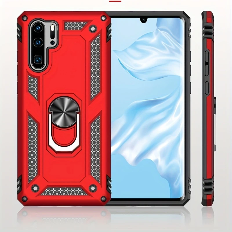 Cell Phone Protective Case Compatible with HUAWEI P30, P30 Lite, P30 Pro - TPU Case + PC Inner Shell - Ring Holder & Shockproof Anti-Drop Phone Case