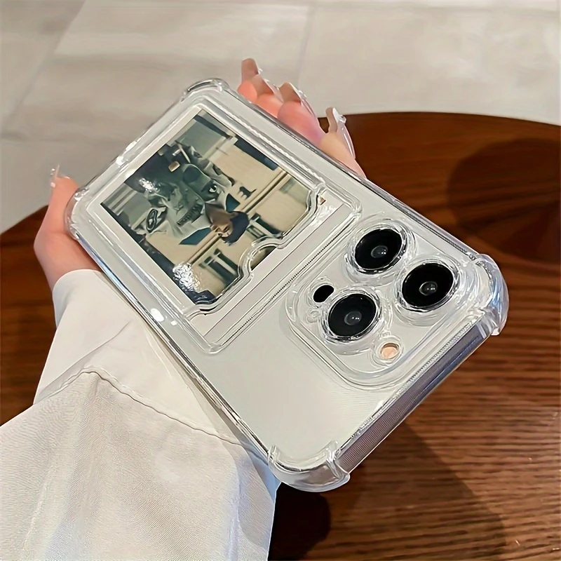 Durable Clear TPU Protective Phone Case with Card Slot for Iphone 17/16/15/14/13/12/11 Series - Transparent Drop-Proof Back Cover, Compatible with for iphones