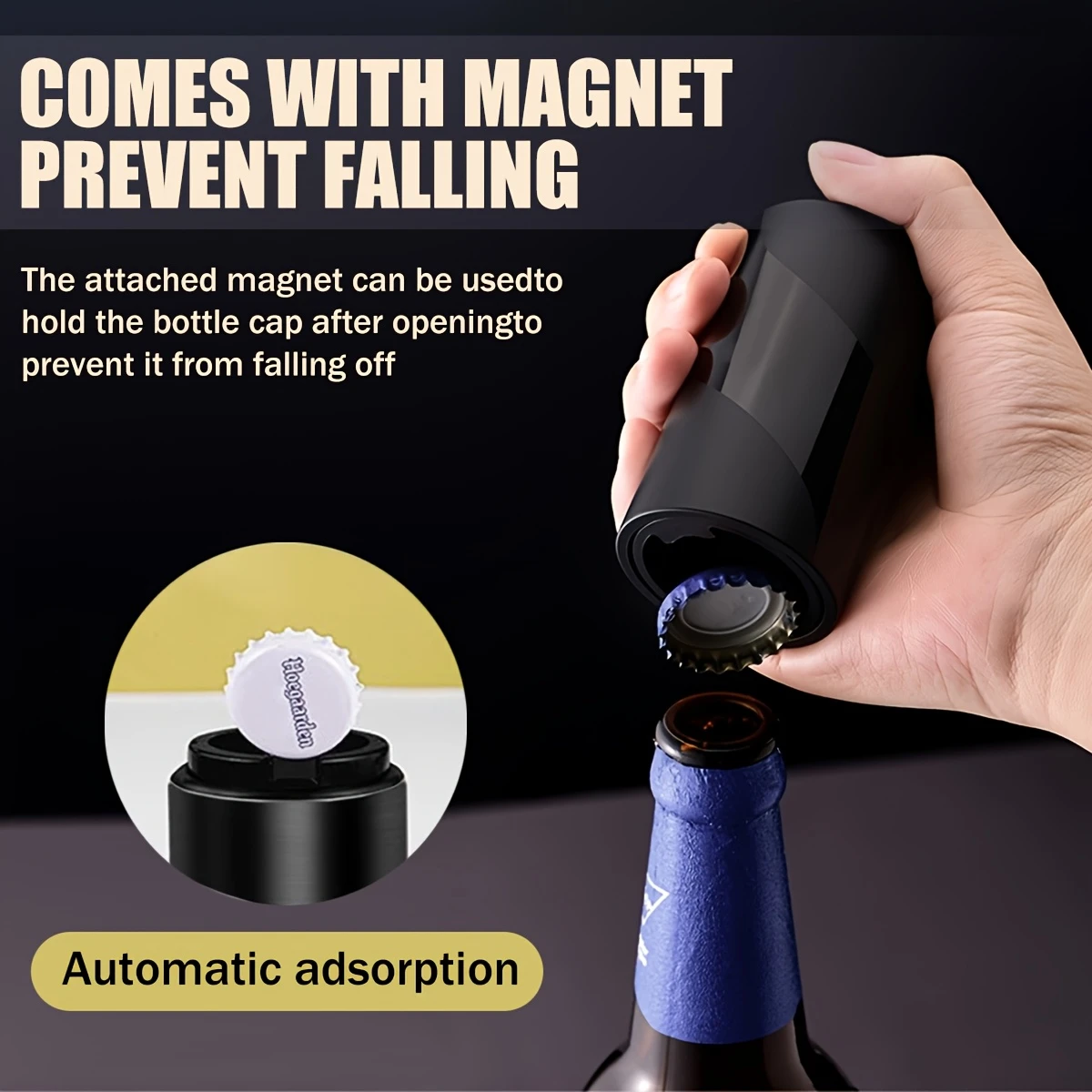 Beer Bottle Opener, Cap Opener, Pressure & Pop Cap Opener, Bar Opener Automatic Push Pull Magnetic Bottle Top Bottle Opener Kitchen Appliances For Hotel, Family Dinner, Bar, Restaurant