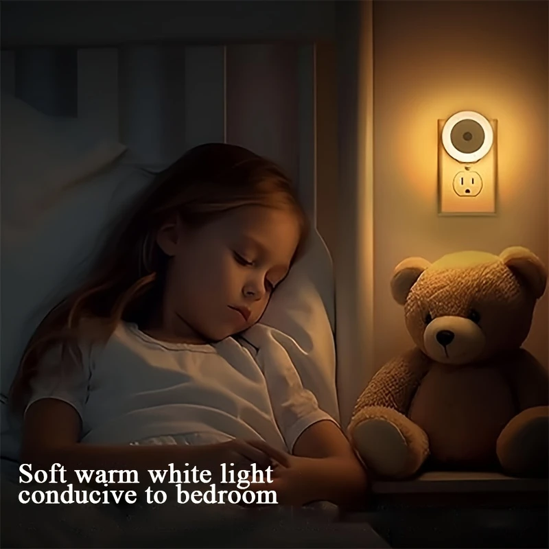 1pc plug-in light-controlled sensor smart night light with dusk-to-dawn sensor light control switch. Suitable for corridors, bedrooms, children's rooms, kitchens, stairs. Ideal as Christmas, Thanksgiving, Valentine's Day, New Year gifts