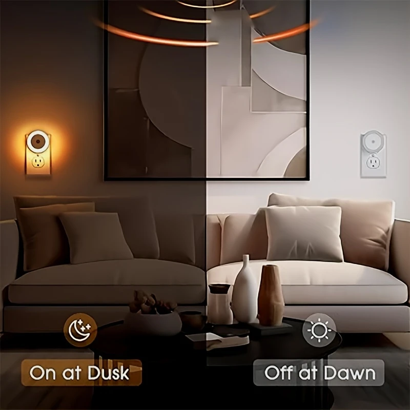 plug-in light-controlled sensor smart night light with dusk-to-dawn sensor light control switch. Suitable for corridors, bedrooms, children's rooms, kitchens, stairs. Ideal as Christmas, Thanksgiving, Valentine's Day, New Year gifts