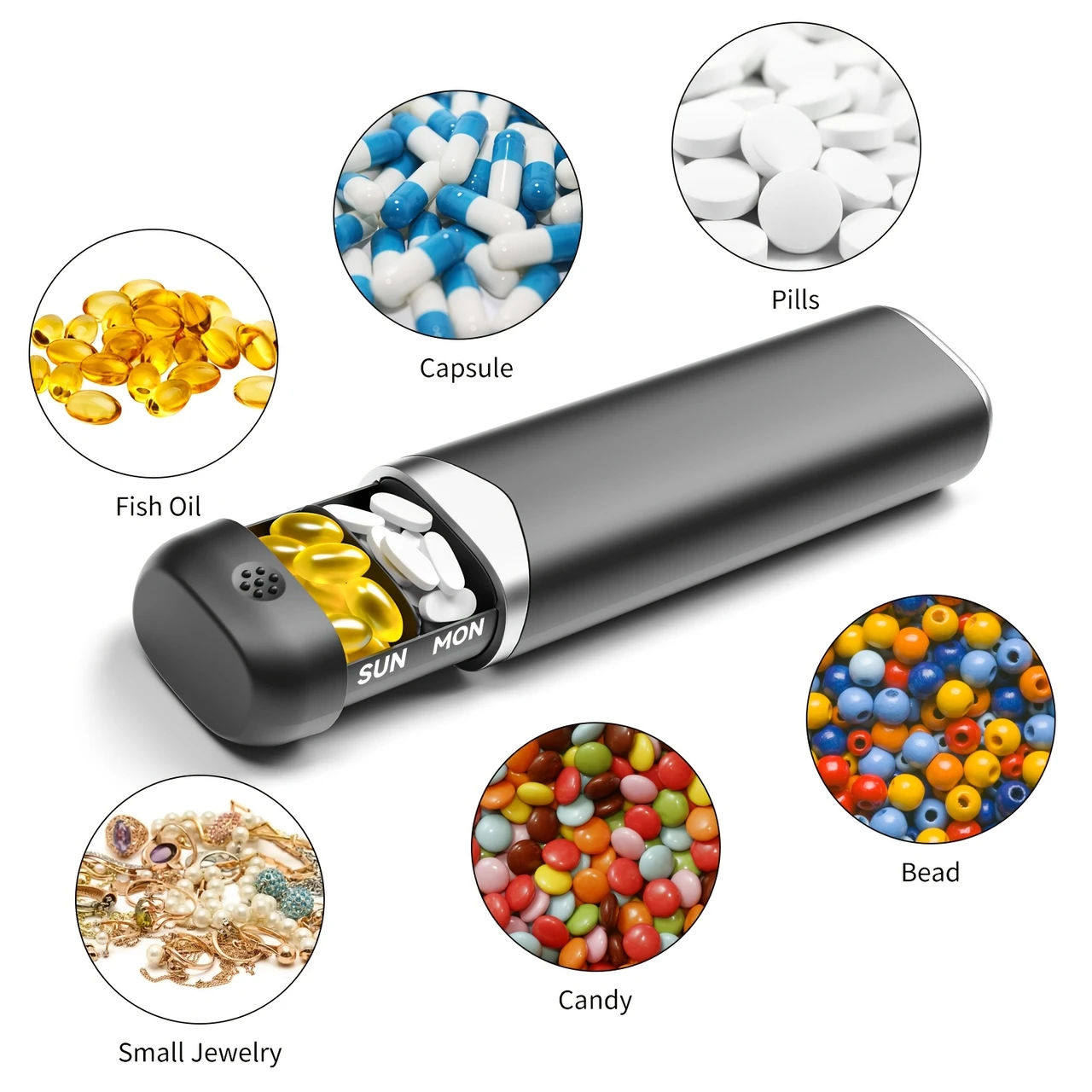 7-Day Pill and Jewelry Organizer | Multi-Grid Plastic Box for Small Parts, Medicine, Vitamins, Finished Oils, - Cute Travel Packaging