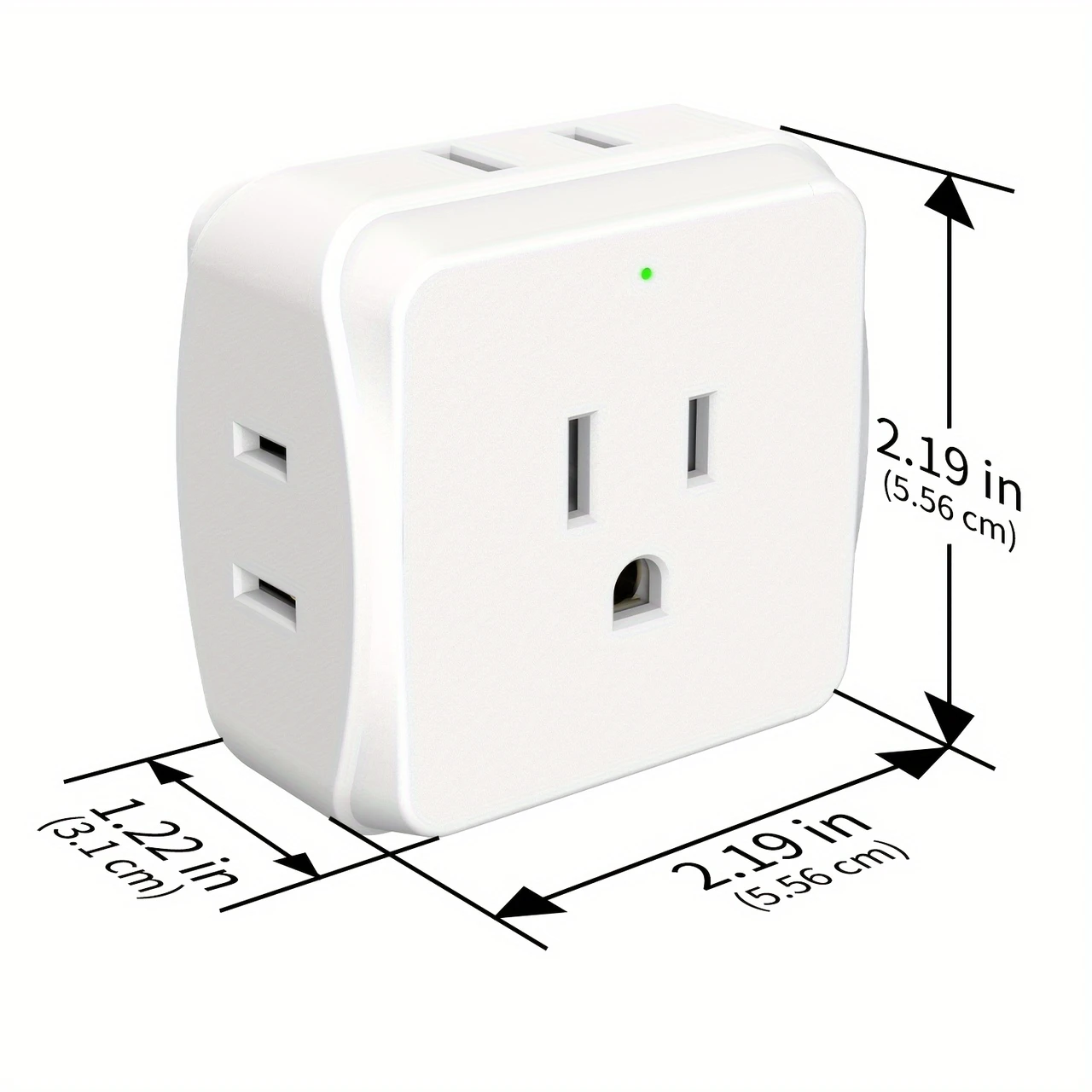1 Pack Mini Multi-Plug Wall Outlet Extender, 5-Outlet Splitter with Three-Way Design, Travel Essential Socket for Home Office Cruise, White, Power Adapter, Power Strip