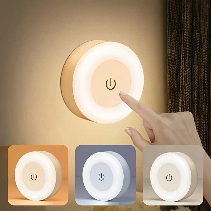 Adjustable LED Night Light, 3 Color Options - Touch Control, Magnetic Wall Mount Design, Suitable for Indoor Use (Hallway, Kitchen, Bedroom, Shoe Cabinet), Rechargeable Lithium