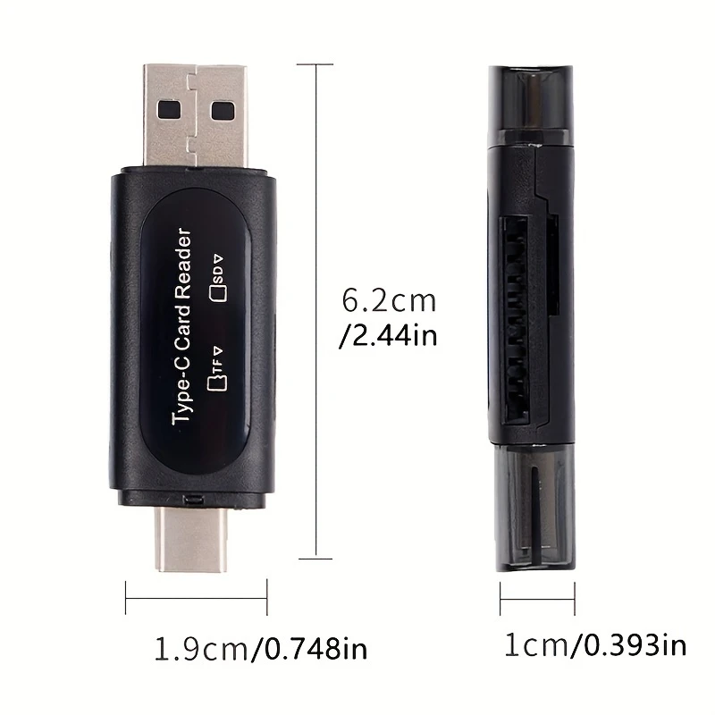 4in1 USB Card Reader,  Type C/USB A to SD/XC/HC Card Adapter, Dual Card Slot Memory Card Reader, Competible for PC, Galaxy, Tablet, Huawei and More, Micro Card Reader, USB Card Reader All In One, Memory Card Reader USB, Micro Sd Card USB Adapter