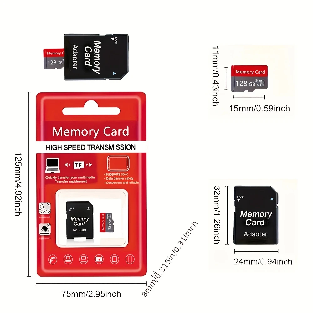 TF Memory Cards - 128GB/512MB | Compact High-Performance Flash Cards for Tablets, Cameras, Mobile Phones, Laptops, PCs, Car Audio Systems, Game Consoles | Reliable & Secure Storage for Files, Music, Photos, and Videos!