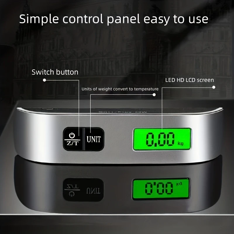 Accurate Digital Handheld Luggage Scale | 110lb/50kg  Compact Portable Travel Scale with Backlight LCD Display, Easy-to-Read Weight, Auto-Zero, Tare Function, Battery-Operated Design, Batteries Included - Essential for Travelers and Shoppers