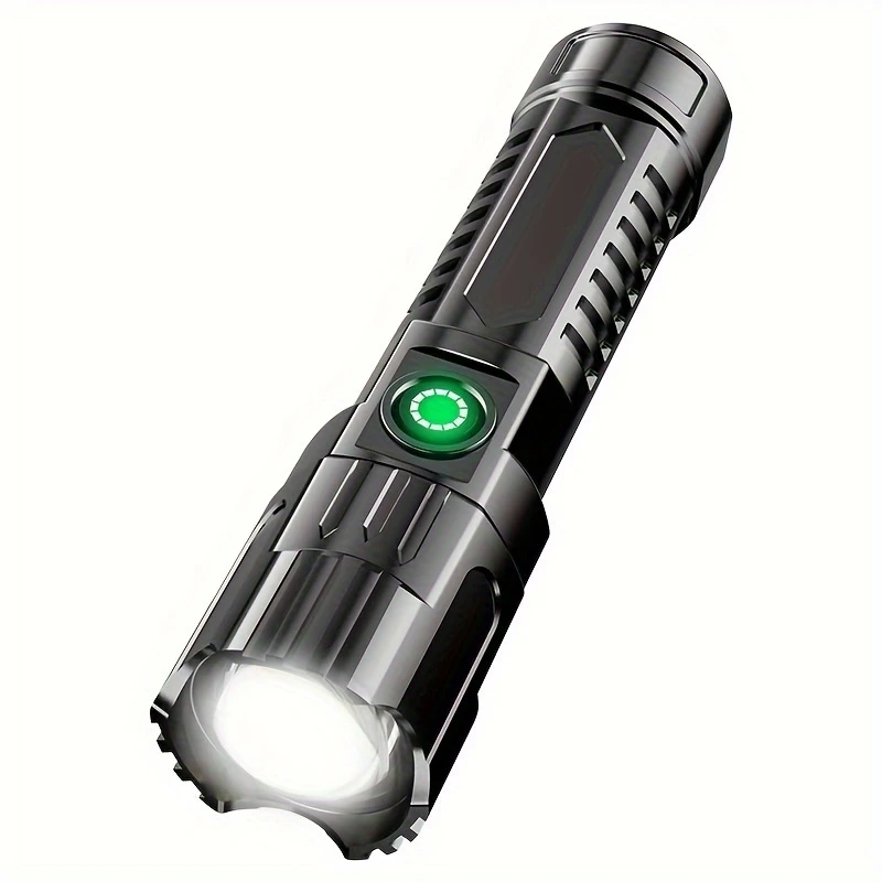 Zoom Flashlight, Multi-functional Outdoor Telescopic Light, USB Rechargeable, 800mAh Lithium Battery, Non-Waterproof, for Camping, Fishing, Hunting, Climbing, Adventure, Emergency