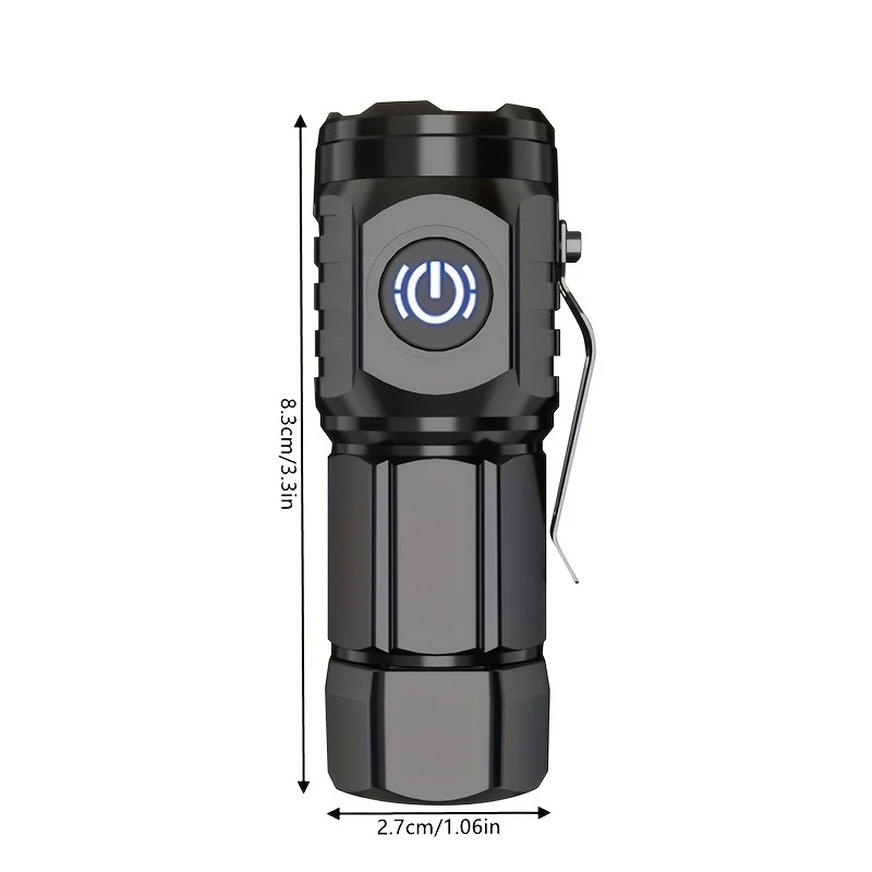 Mini LED USB Rechargeable Flashlight, Frog Eye Lens, 3 LED Wicks, Five Lighting Modes, High Hardness ABS Material, Compact and Portable, Suitable for Nighttime Emergencies, Maintenance, Outdoor Adventures, etc