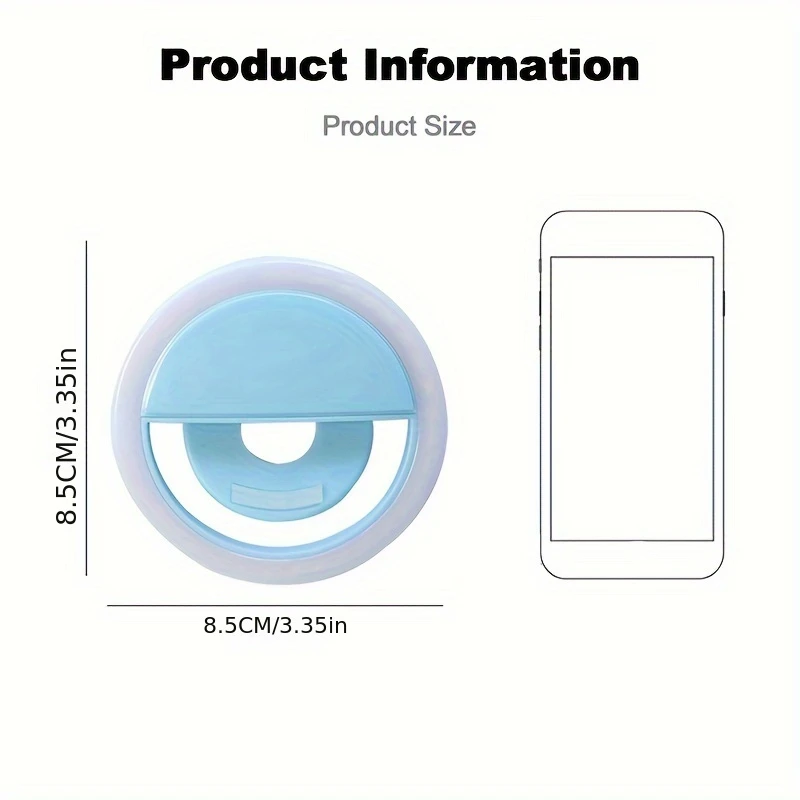 Rechargeable LED Ring Light with Dual Power Mode (Battery/Usb), Warm White Light, 40Mah Polymer Lithium Battery, Portable Ring Light for Smartphone, Camera