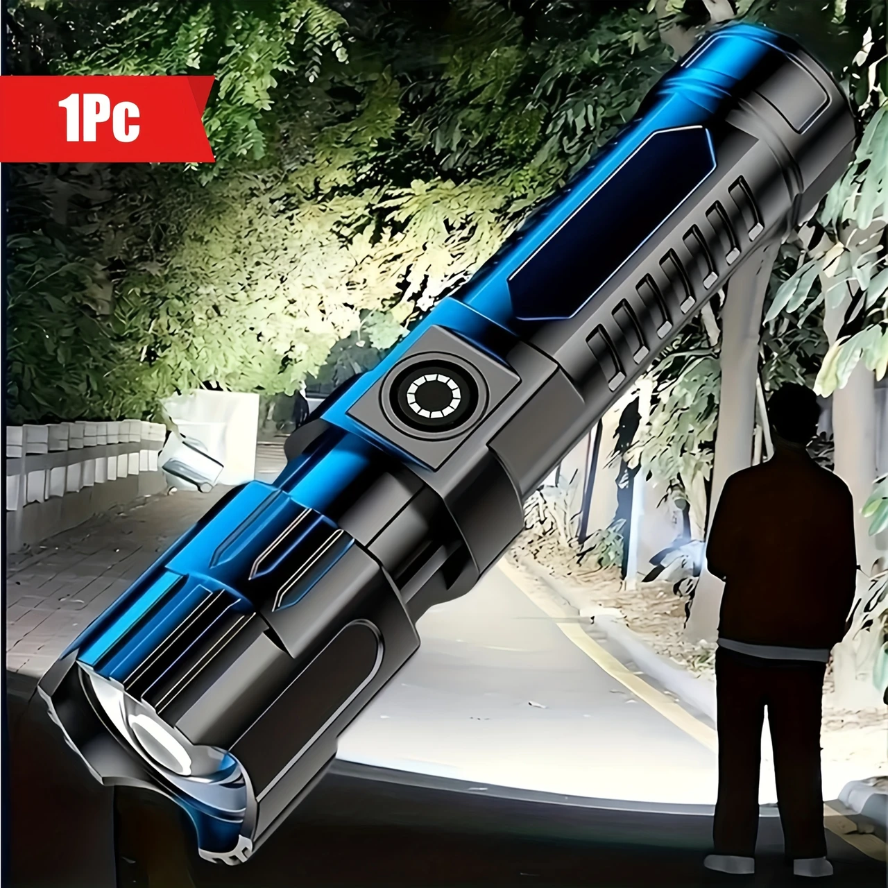 Super Bright Flashlight | USB Rechargeable, Telescopic Zoom, Wide Beam, Handheld, Adjustable Spot, 150 Lumens, 200M Range, Ideal for Outdoor Lighting, Exploration, Work, And Emergency Lighting