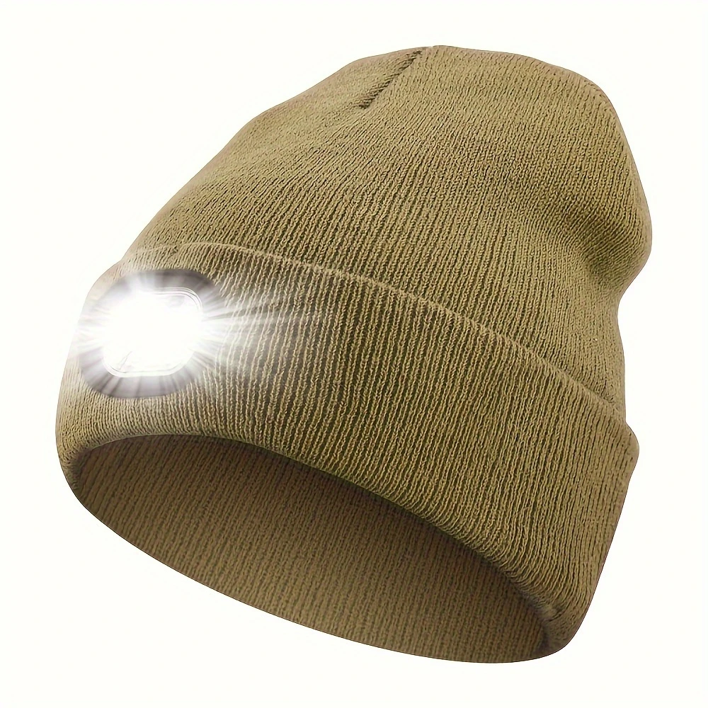 1pc LED Light Beanie, USB Rechargeable LED Light Beanie Hat,  Men's Beanie Hat, Women's Beanie Hat, Hands-Free Headlamp Cap for Night Walking, Fishing, Camping, Hunting, Hiking, Biking, Running, Hiking Gear, Outdoor Lighting