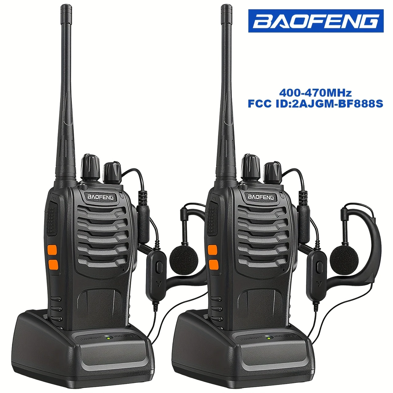 2pcs BAOFENG Amateur Radio Walkie Talkies,BF-888S UHF 400-480MHz 2-Way Handheld Two-Way Radios with, Portable FM/PM Transmission for Adults, Hiking, Camping, Emergency Radio, Boat Radio, Handheld Radio Pouch