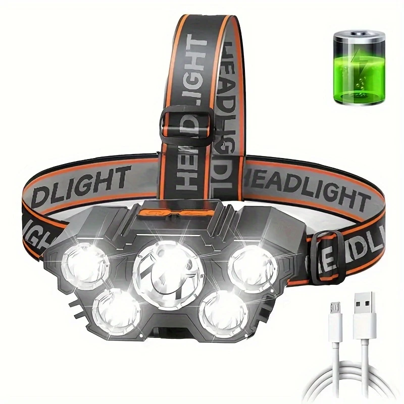 Rechargeable, Stylish, and Powerful 5-LED LED Lantern, Portable Emergency Light for Camping and Fishing