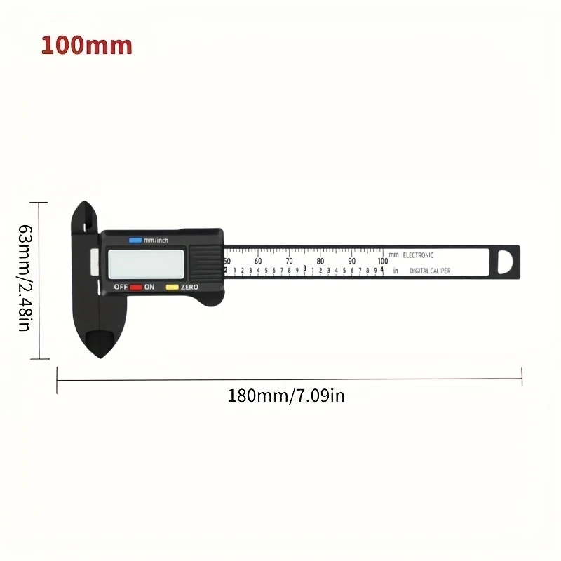 100mm electronic digital caliper, carbon fiber dial, vernier caliper, micrometer, measuring tool, digital ruler