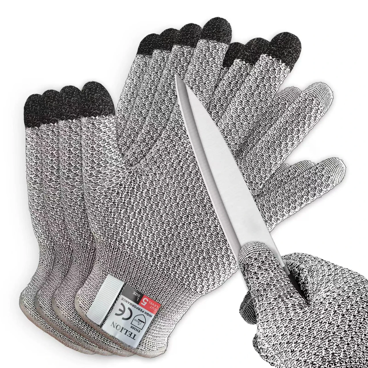 Level 5 Cut-Resistant Touch Gloves, Pineapple Pattern Glass Kitchen Food-Grade, Butchering and Fish Cutting Resistant Gloves