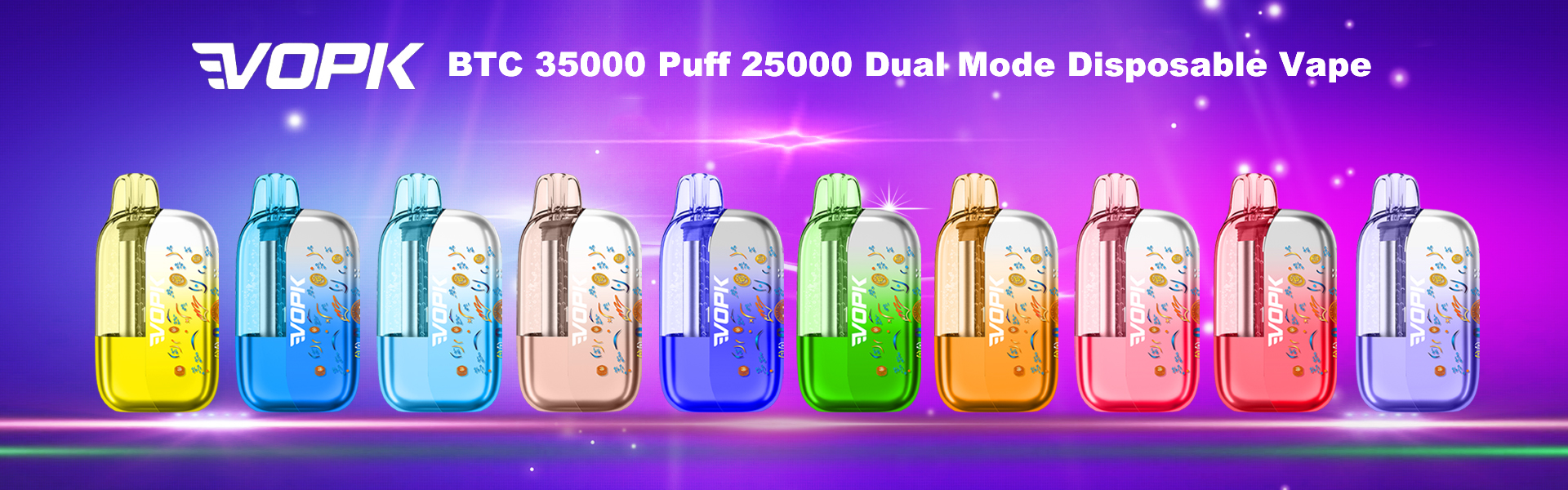 VOPK&nbsp;BTC&nbsp;35000 Puffs Dual Mode Vape Norm 35K Boost 25000 25K  22ml Visible E-liquid Level