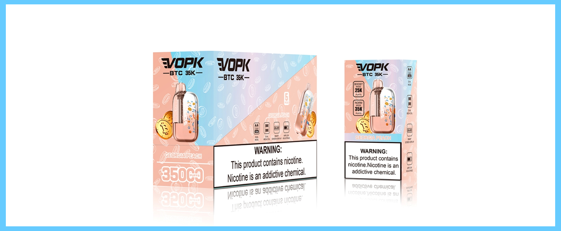 VOPK&nbsp;BTC&nbsp;35000 puff 25K Dual Mode Vape 22ml Visible E-liquid Level With Full-screen Smart Display