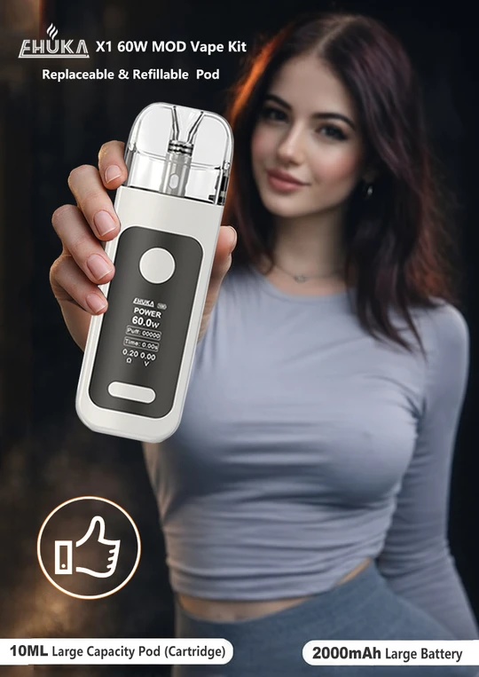 EHUKA X-GO X1 60w MOD Vape kit Refillable Cartridge Pod 10ml capacity With Smart Display