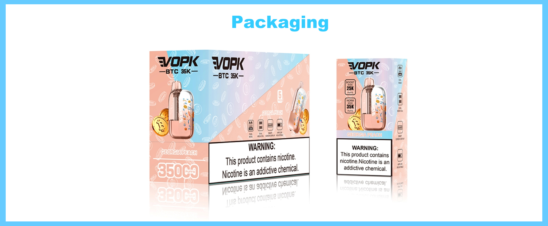 VOPK&nbsp;BTC&nbsp;35000 35K Puff 25000 25K Dual Mode Disposable Vape 22ml Visible E-liquid Level