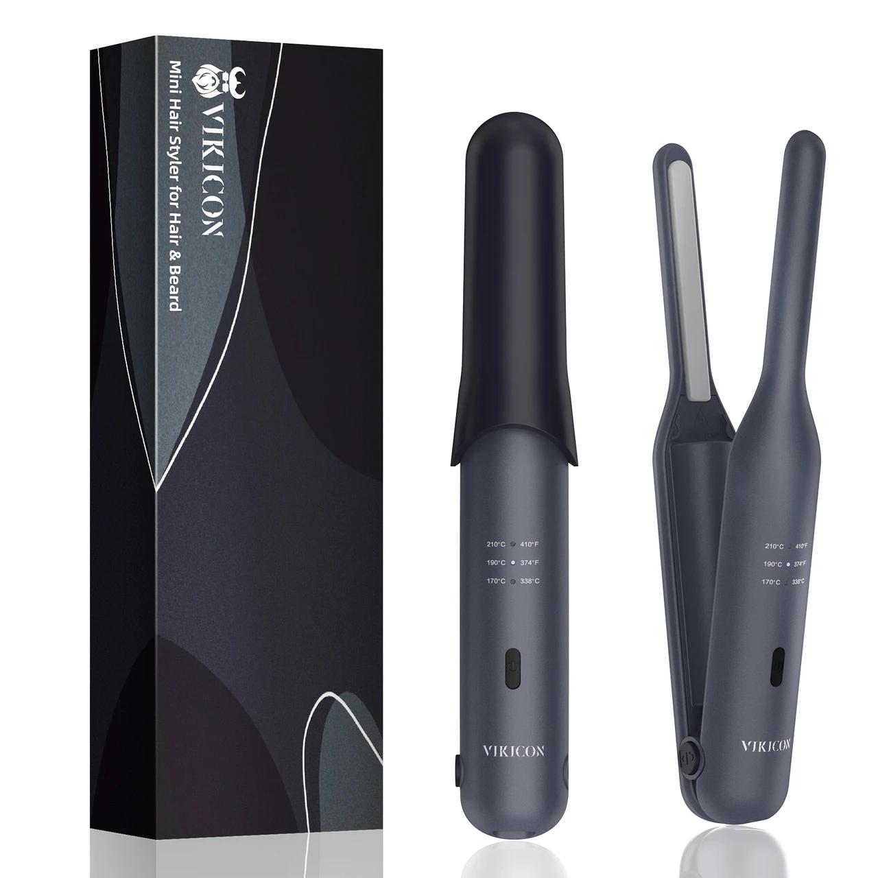 VIKICON Cordless Mini Hair Straightener: 3/10" Small Pencil Flat Iron for Short Hair & Beard - Ceramic Thin Plate, 3 Temp Settings, Travel-Friendly with Auto Shut-Off - Birthday Gift for Men