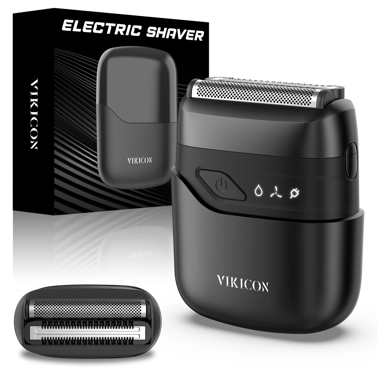 VIKICON® Electric Foil Shavers for Men, Compact Travel Face Shaver, Mini Razor for Shaving Face, Portable On-The-Go Shaver w/Dual Floating Blades, Close Shave Stubble Trimmer USB-C, Gifts for Dad Him