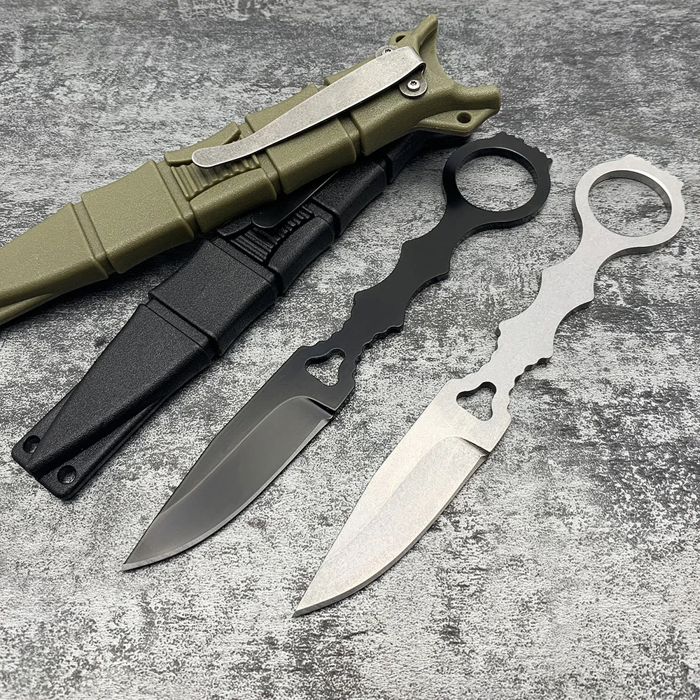 Small EDC Fixed Blade Knife with Sheath and Pocket Clip, 440C Steel Blade Camping Knife Outdoor Fishing Hunting Survival Knives Hiking Tools Collection Gifts for Men