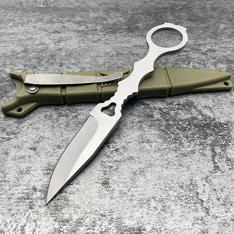 Small EDC Fixed Blade Knife with Sheath and Pocket Clip, 440C Steel Blade Camping Knife Outdoor Fishing Hunting Survival Knives Hiking Tools Collection Gifts for Men