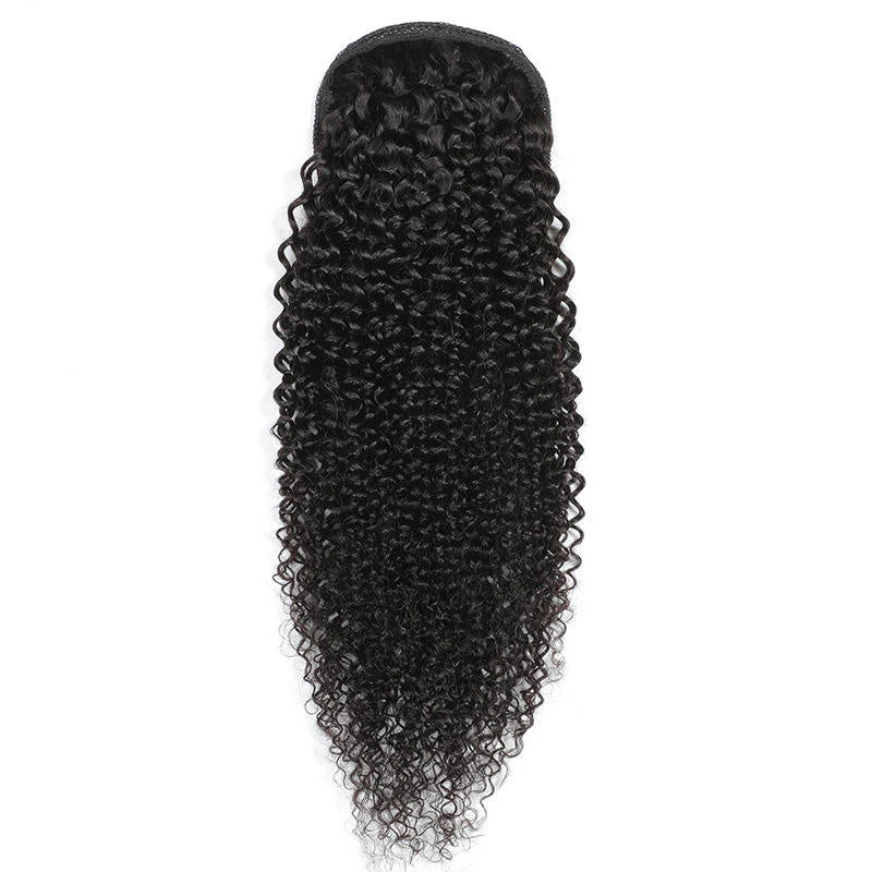 Wavy Curly Ponytail Clip in Knot Hairpiece Afro Kinky for Women