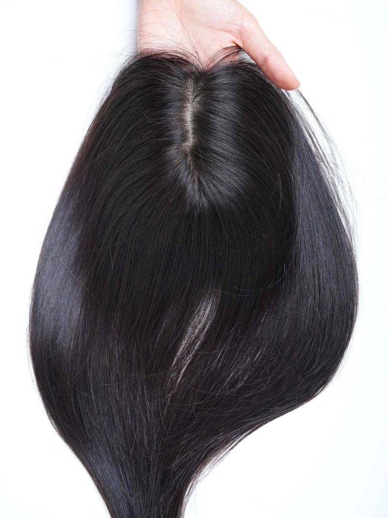 100% Human Hair Women Topper Long Natural Black Human Hair