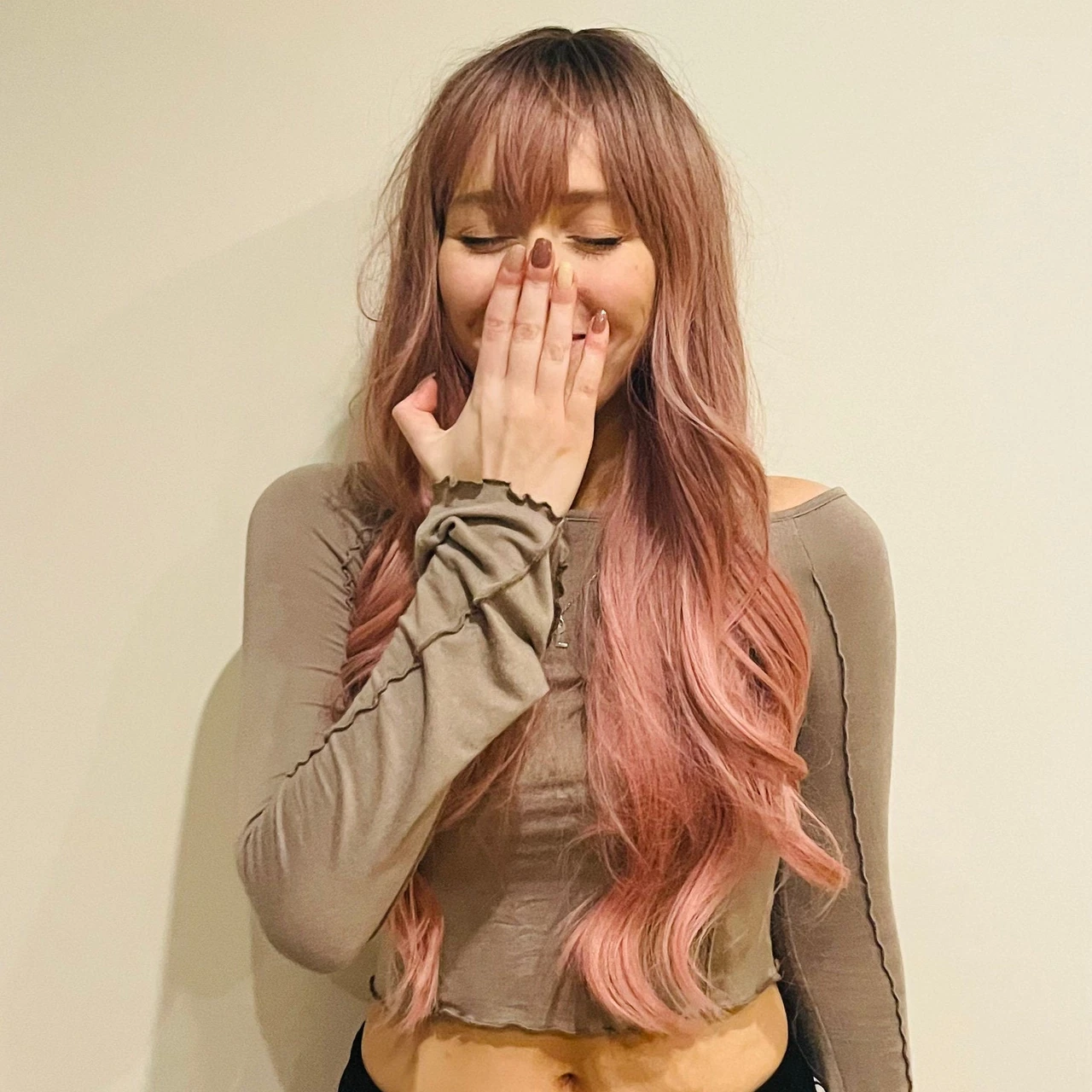 100% Human Hair Virgin Hair Long Dusty Rose Pink Wig 26 Inches Wavy Wig