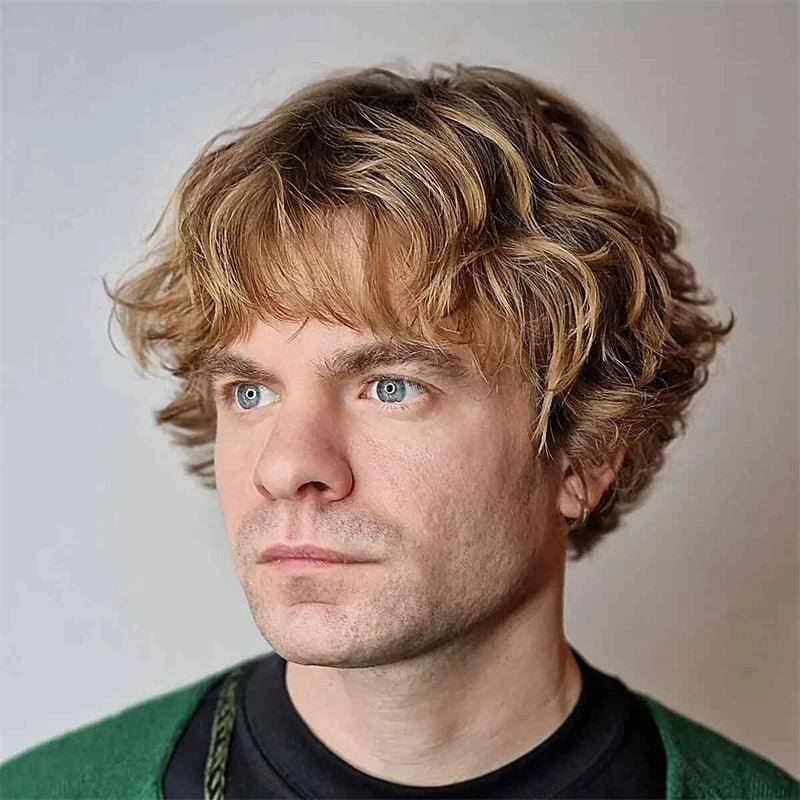 100% Human Hair Toupee for Men Light Blonde Color Men's Hairpieces