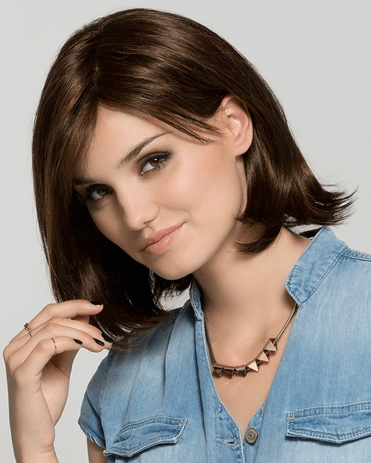 100% Human Hair Shoulder 8 Inch Wigs, Chocolate Mix